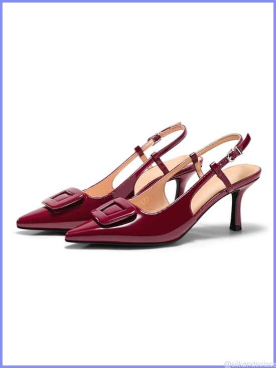 Shoes - Slingback High Heels Closed Pointed Toe Pumps Ankle Strap Dress Shoes